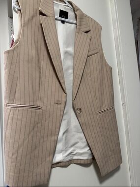 River Island Beige Pinstripe Sleeveless Blazer Vest